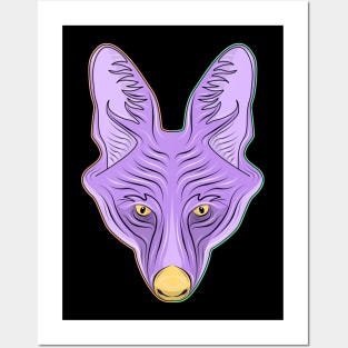 purple maned wolf face Posters and Art